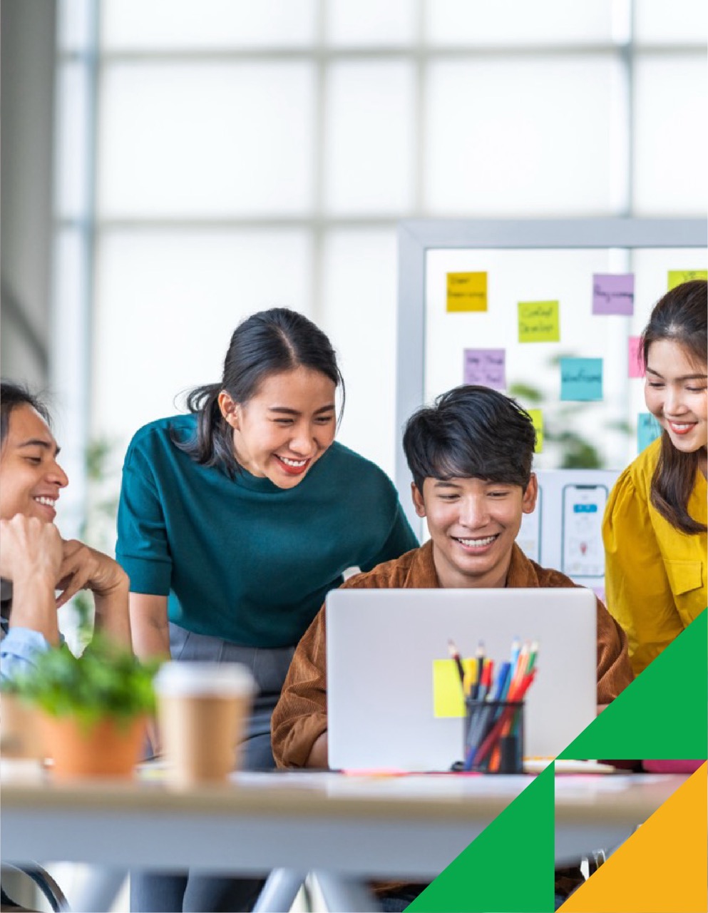 Students collaborating with technology