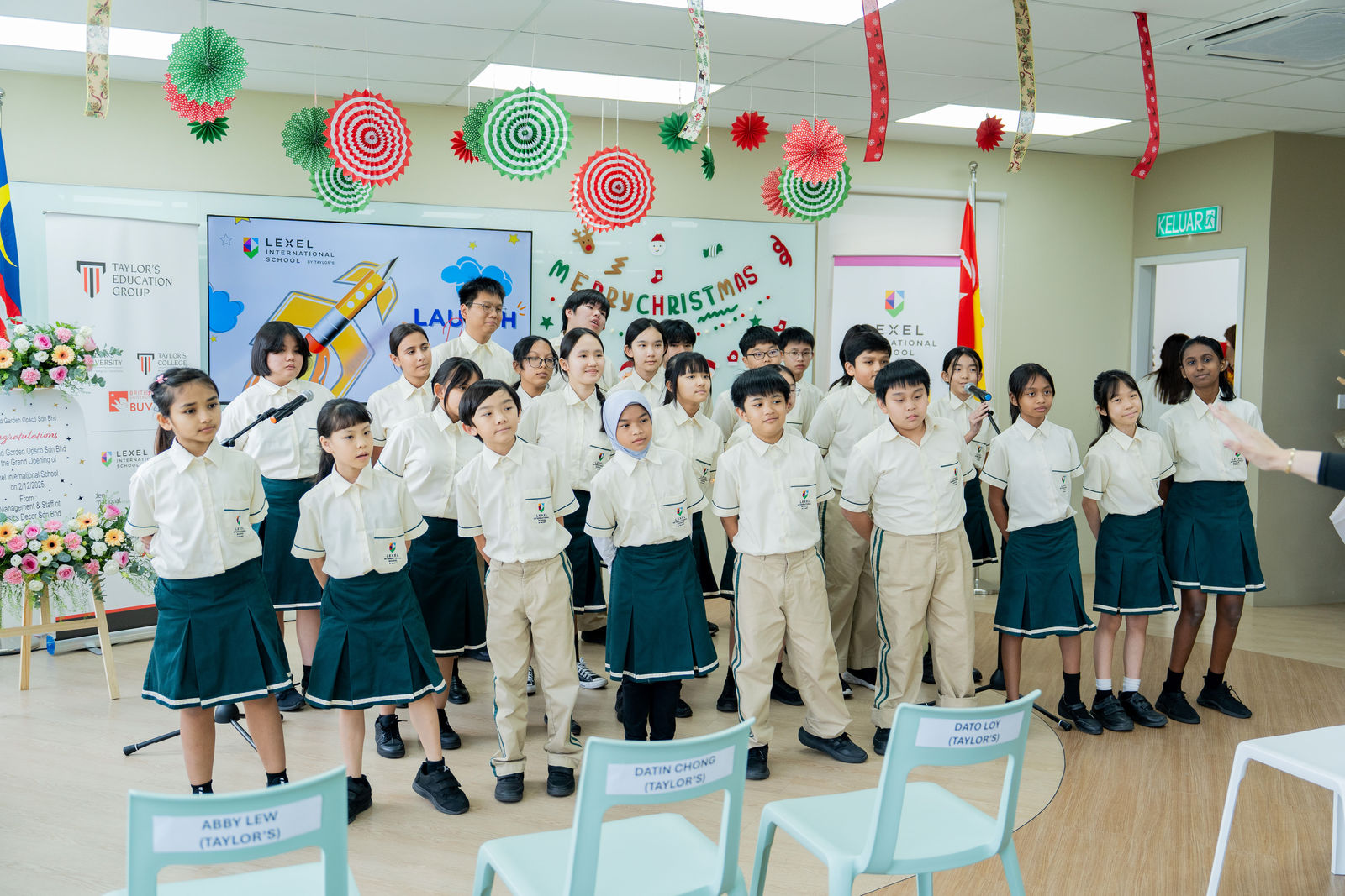 Lexel Primary and Secondary students in a school assembly